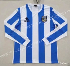 Retro Version 1986 Argentina Home Blue&White Thailand LS Soccer Jersey AAA-422