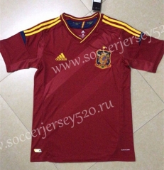 Retro Version 2012 European Cup Spain Home Red Thailand Soccer Jersey AAA-HR
