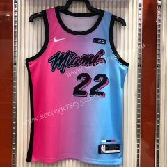 City Version Miami Heat Pink&Blue #22 NBA Jersey-311