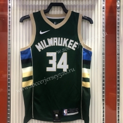 Milwaukee Bucks V-Collar Green #34 NBA Jersey-311
