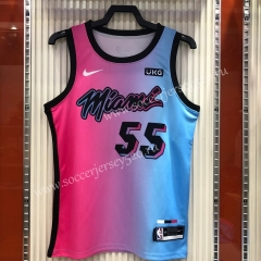 City Version Miami Heat Pink&Blue #55 NBA Jersey-311