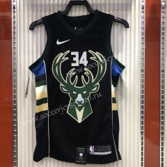 Milwaukee Bucks V-Collar Green #34 NBA Jersey-311