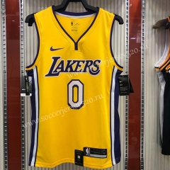 Los Angeles Lakers V-Collar Yellow #0 NBA Jersey-311