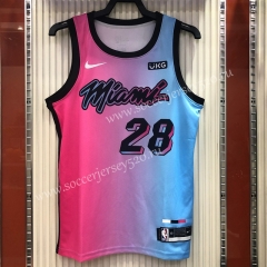 City Version Miami Heat Pink&Blue #28 NBA Jersey-311