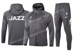 2020-2021 NBA Utah Jazz Gray Jacket Uniform With Hat-815