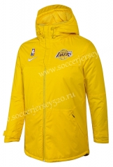 2020-2021 NBA Los Angeles Lakers Yellow Cotton Coats With Hat-815