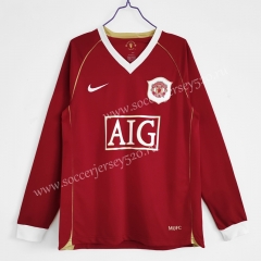 Retro Version 2006-2007 Manchester United Home Red LS Thailand Soccer Jersey AAA-C1046