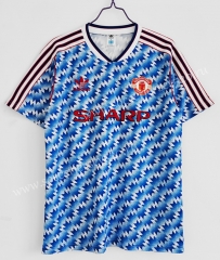 Retro Version 1990-1992 Manchester United Away Blue Thailand Soccer Jersey AAA-C1046