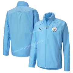 2021-2022 Manchester City Sky Blue Trench Coats With Hat-GDP