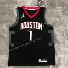 City Version 2021-2022 Houston Rockets Jordan Black #1 NBA Jersey-311