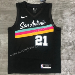 City Version 2021-2022 San Antonio Spurs Black #21 NBA Jersey-311