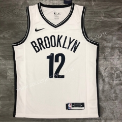 2021-2022 Brooklyn Nets V Collar White #12 NBA Jersey-311