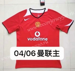 Retro Version 04-06 Manchester United Home Red Thailand Soccer Jersey AAA-422
