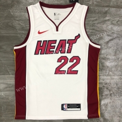 2021-2022 Miami Heat V Collar White #22 NBA Jersey-311