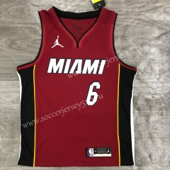 2021-2022 Miami Heat Jordan V Collar Jujube Red #6 NBA Jersey-311