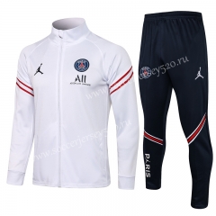 2021-2022 Jordan Paris SG White High Collar Thailand Soccer Jacket Unifrom-815