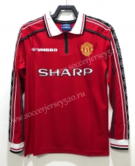 Retro Version 98 Manchester United Home Red LS Thailand Soccer Jersey AAA-811