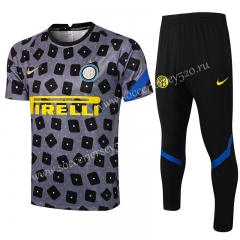 2021-2022 Inter Milan Gray Pad Printing Short-sleeved Thailand Soccer Tracksuit Uniform-815