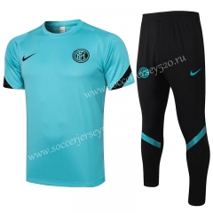 2021-2022 Inter Milan Light Blue Short-sleeved Thailand Soccer Tracksuit Uniform-815