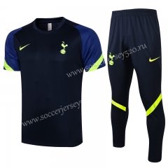 2021-2022 Tottenham Hotspur Royal Blue Short-sleeved Thailand Soccer Tracksuit Uniform-815