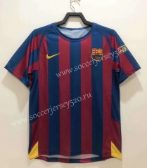 UEFA Champions League Retro Version 05-06 Barcelona Home Red&Blue Thailand Soccer Jersey AAA-811