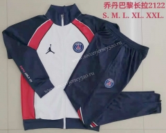 2021-2022 Jordan Paris SG White&Royal Blue High Collar Thailand Soccer Jacket Unifrom-815