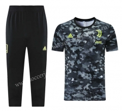 （Cropped trousers）2021-2022 Juventus Black&Gray Short-sleeved Thailand Soccer Tracksuit-LH