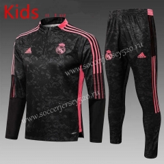 2021-2022 Real Madrid Black Kids/Youth Soccer Tracksuit Uniform-815