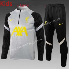 2021-2022 Liverpool Light Gray Kids/Youth Soccer Tracksuit Uniform-815