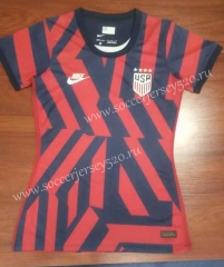 2021-2022 USA Away Red&Blue Thailand Women Soccer Jersey AAA-708