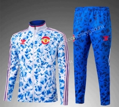 2021-2022 Signed Edition Manchester United Blue&White Thailand Soccer Jacket Uniform-801