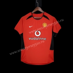 Retro Version 2002-2004 Manchester United Home Red Thailand Soccer Jersey AAA