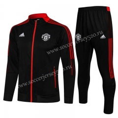 2021-2022 Manchester United Black Thailand Soccer Jacket Uniform-815