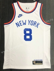 75th Anniversary Retro Edition New York Knicks White #8 NBA Jersey-311