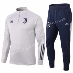 2021-2022 Juventus Light White&Grey Thailand Soccer Tracksuit -SN
