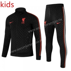 2021-2022 Liverpool Black Stencil Kids/Youth Soccer Jacket Uniform-GDP