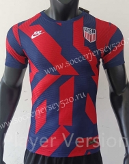 Player Version 2021-2022 USA Away Red&Blue Thailand Soccer Jersey AAA-807
