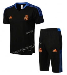 (Cropped trousers)2021-2022 Real Madrid Black Short-Sleeve Thailand Soccer Tracksuit-815
