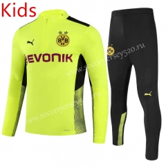 2021-2022 Borussia Dortmund Fluorescent Green Kids/Youth Soccer Tracksuit-GDP