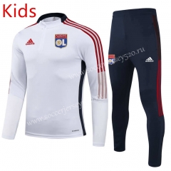 2021-2022 Olympique Lyonnais White Kids/Youth Soccer Tracksuit-GDP