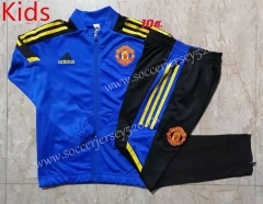 2021-2022 UEFA Champions League Manchester United Blue Kids/Youth Soccer Jacket Uniform-815