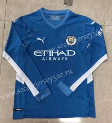 2021-2022 Manchester City Home Blue LS Thailand Soccer Jersey AAA-512
