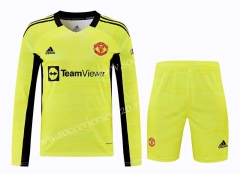 2021-2022 Manchester United Goalkeeper Yellow LS Thailand Soccer Jersey Uniform-418