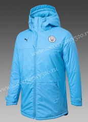 2021-2022 Manchester City Blue Cotton Coats With Hat-GDP