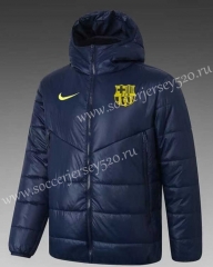 2021-2022 Barcelona Blue Cotton Coats With Hat-GDP