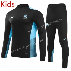 2021-2022 Olympique Marseille Black Kids/Youth Soccer Tracksuit-GDP