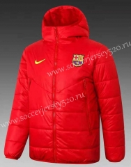 2021-2022 Barcelona Red Cotton Coats With Hat-GDP