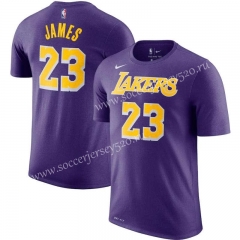 Los Angeles Lakers NBA Purple #23 Cotton T Jersey-CS