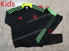 2021-2022 Manchester United Black （Green Border）Kids/Youth Soccer Jacket Uniform-815