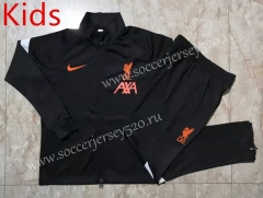 2021-2022 Liverpool Black （White Border）Kids/Youth Soccer Jacket Uniform-815